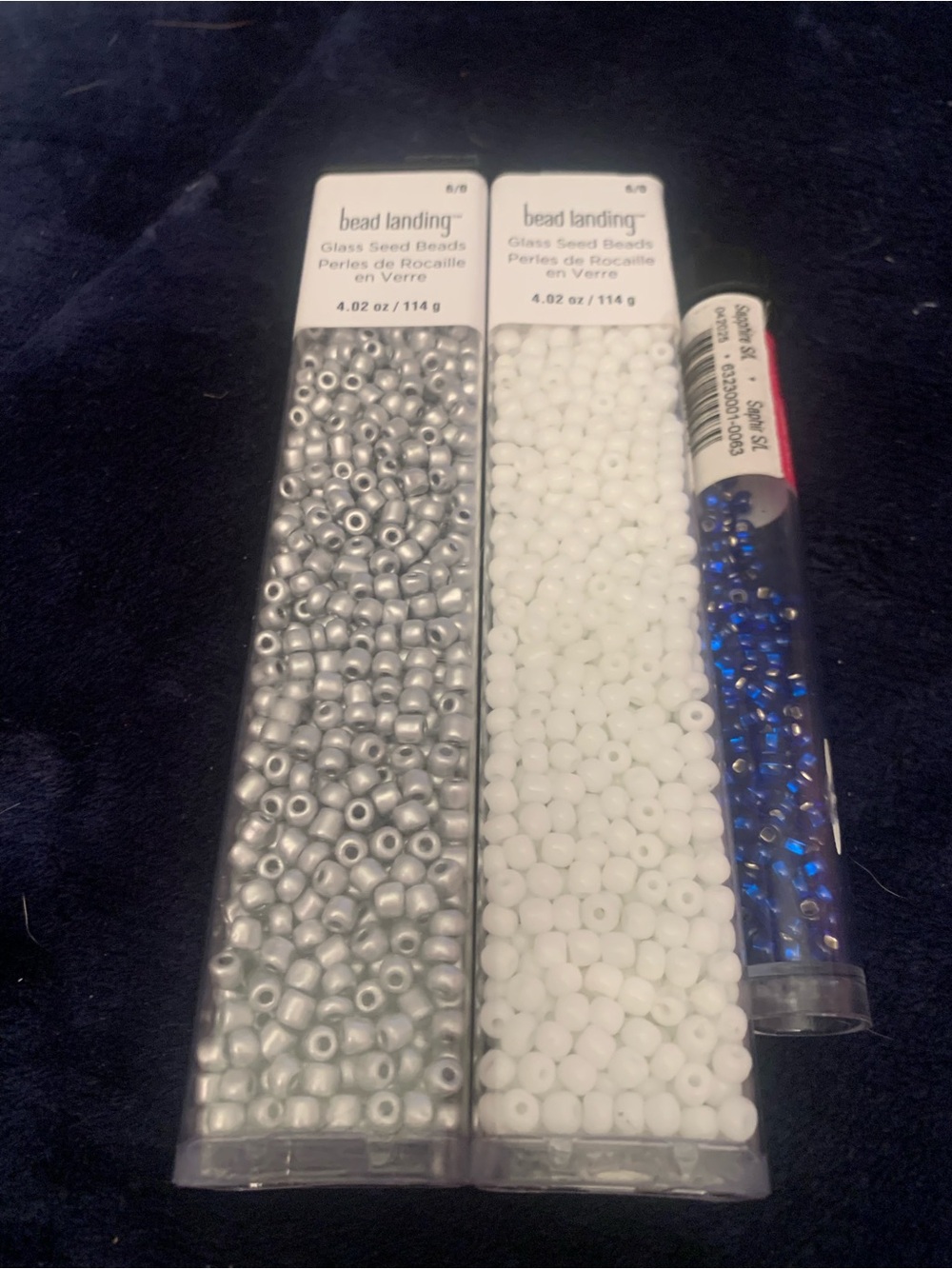 Bead Landing Glass Seed Beads - Silver, White & Blue Mix Bundle